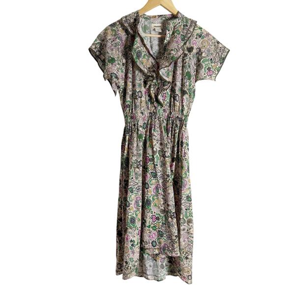 Zadig & Voltaire Karolina Ruffled Paisley Short Sleeve Midi Dress Size Small - Picture 1 of 11